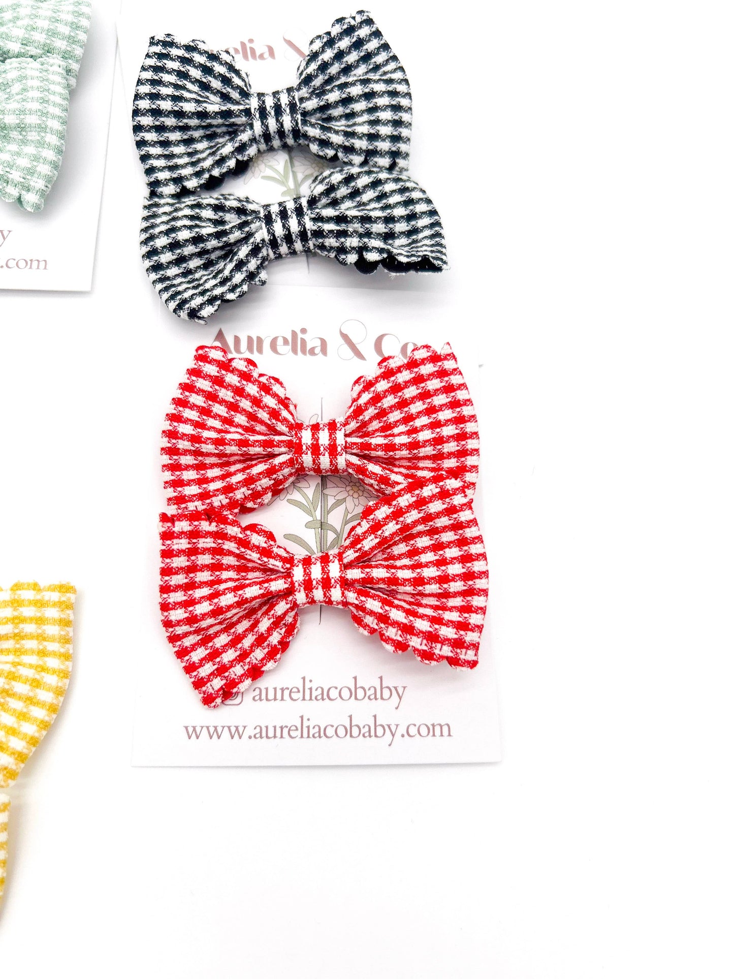 Kids Gingham Hair Bow Clips Accessories