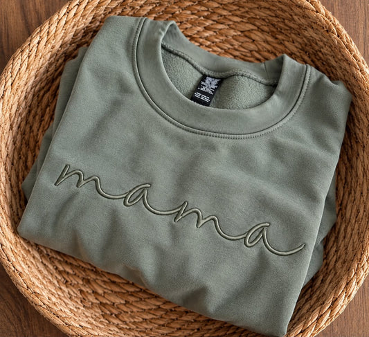 PRE ORDER, TEDDY LITTLE APPAREL MAMA CREW (SAGE)