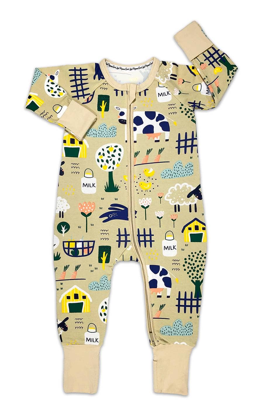 Farm Animals, Yellow Baby Pajamas