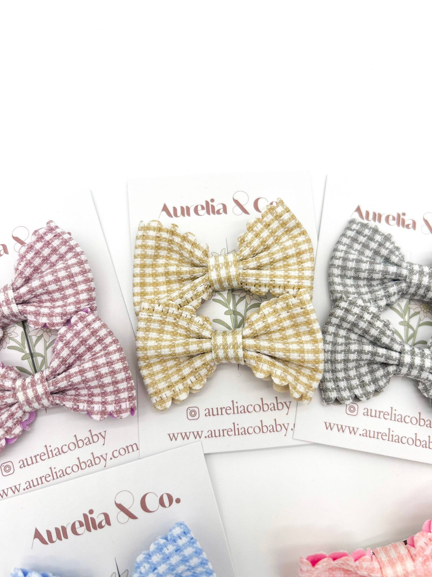 Kids Gingham Hair Bow Clips Accessories