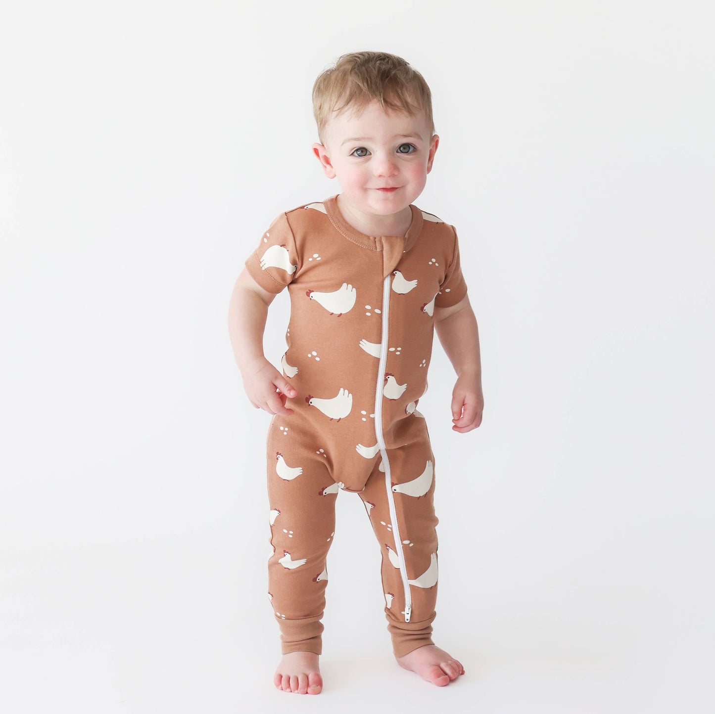 PARADE ORGANICS 2-Way' Zip Romper - Short Sleeve: Chickens / 2T