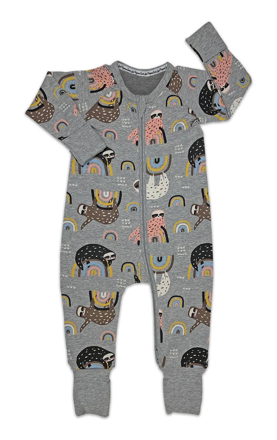 GOOD LUCK SOCK Sloths, Gray Baby Pajamas