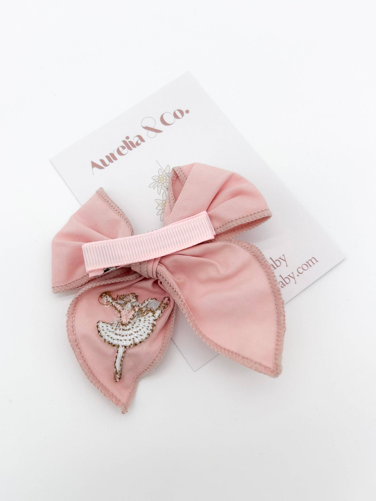 Kids Hair Bow Ballerina Dancer Lined Clip