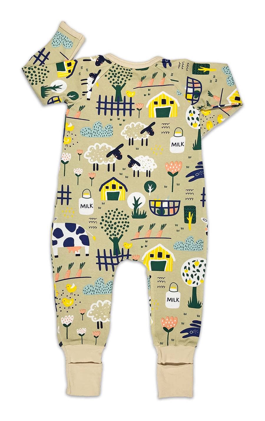 Farm Animals, Yellow Baby Pajamas