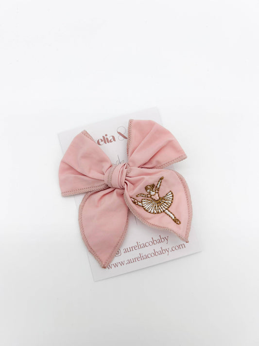 Kids Hair Bow Ballerina Dancer Lined Clip