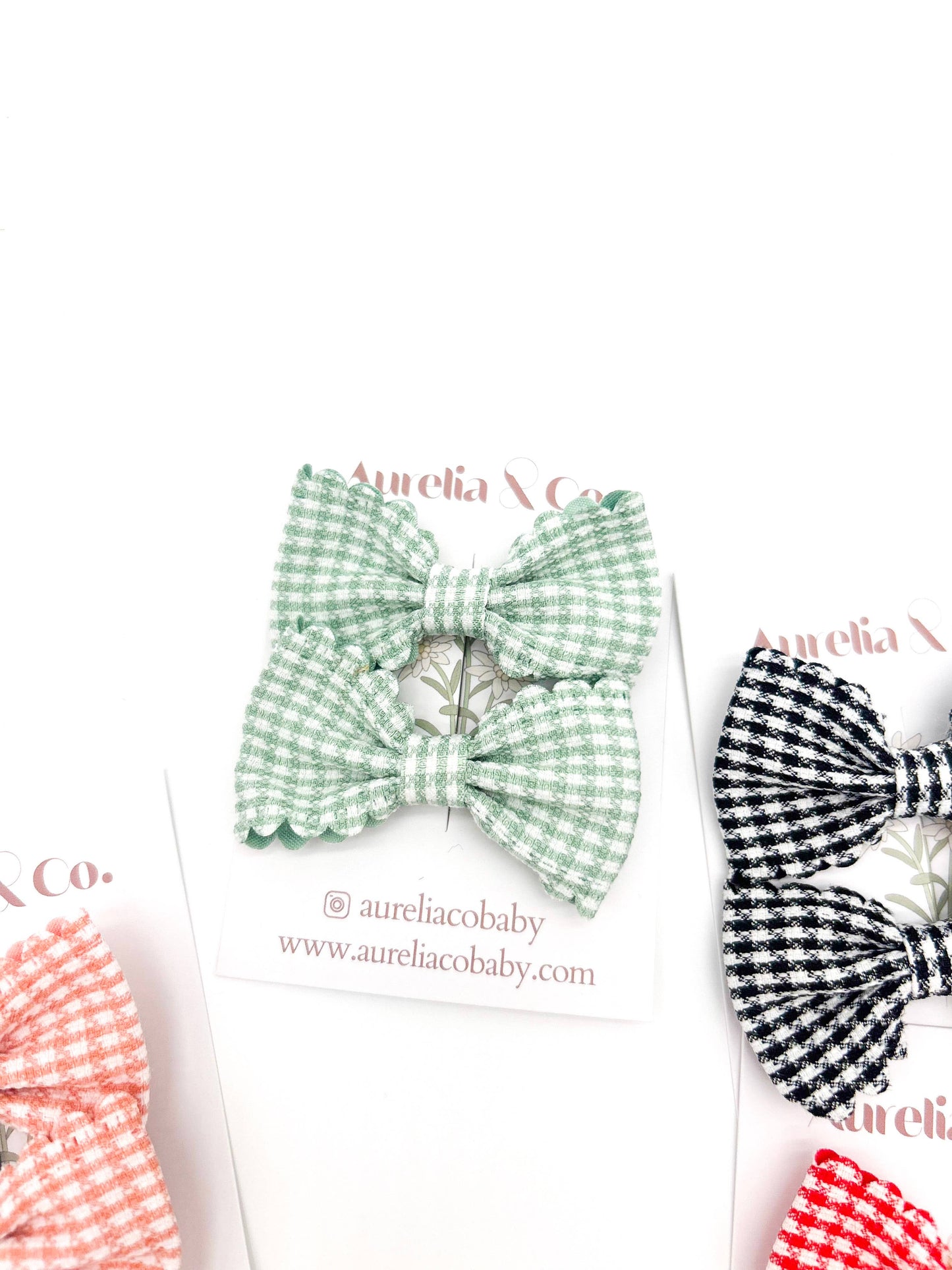 Kids Gingham Hair Bow Clips Accessories