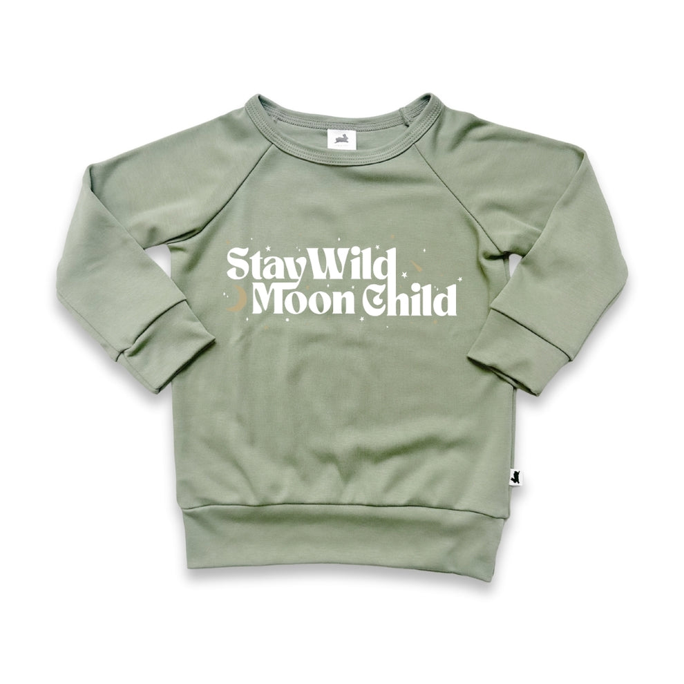 LITTLE & LIVELY GRAPHIC BAMBOO RAGLAN SLEEVE PULLOVER (MOON CHILD)