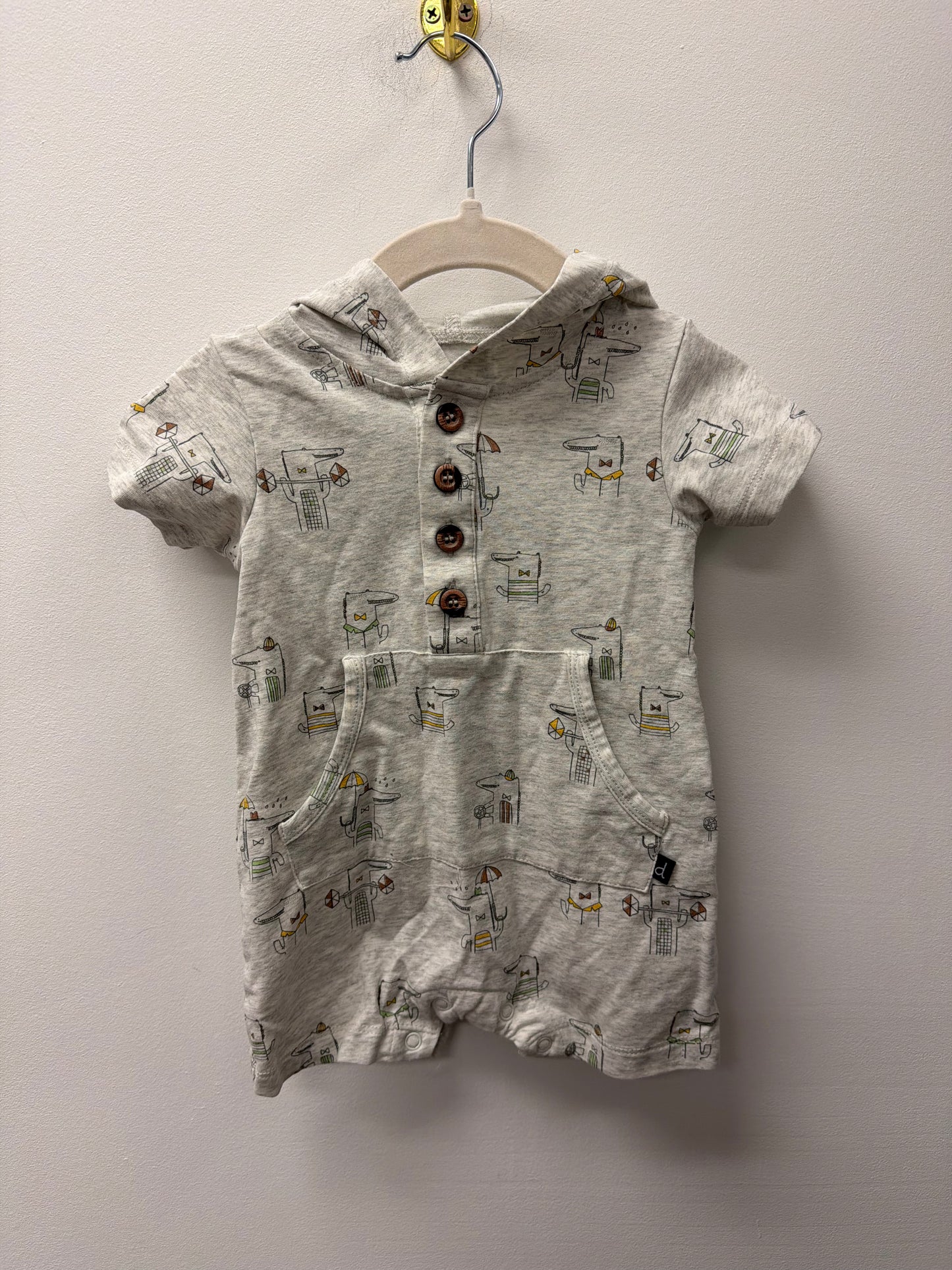 DEUX PAR DEUX HOODED ROMPER SIZE 6M