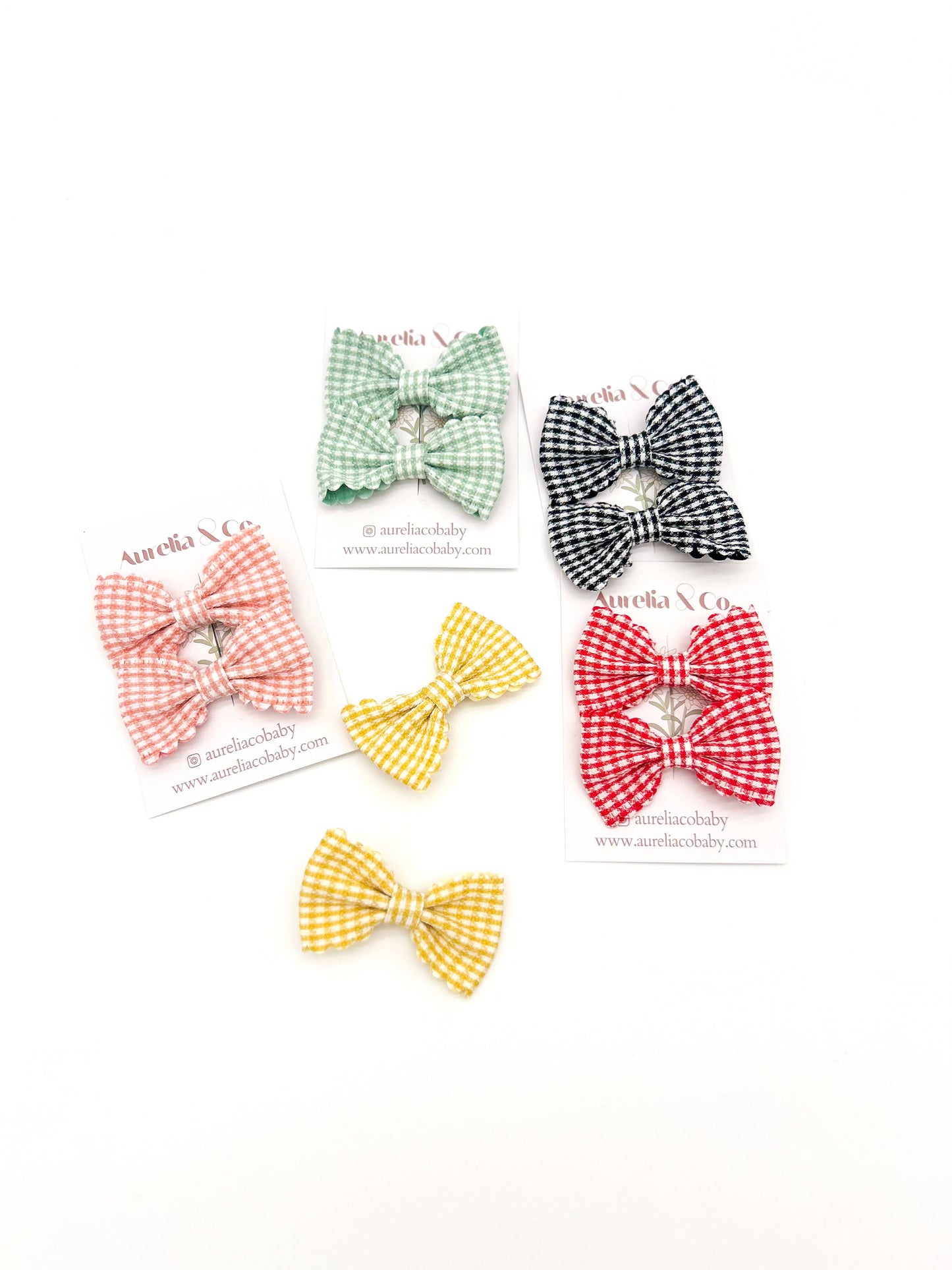 Kids Gingham Hair Bow Clips Accessories
