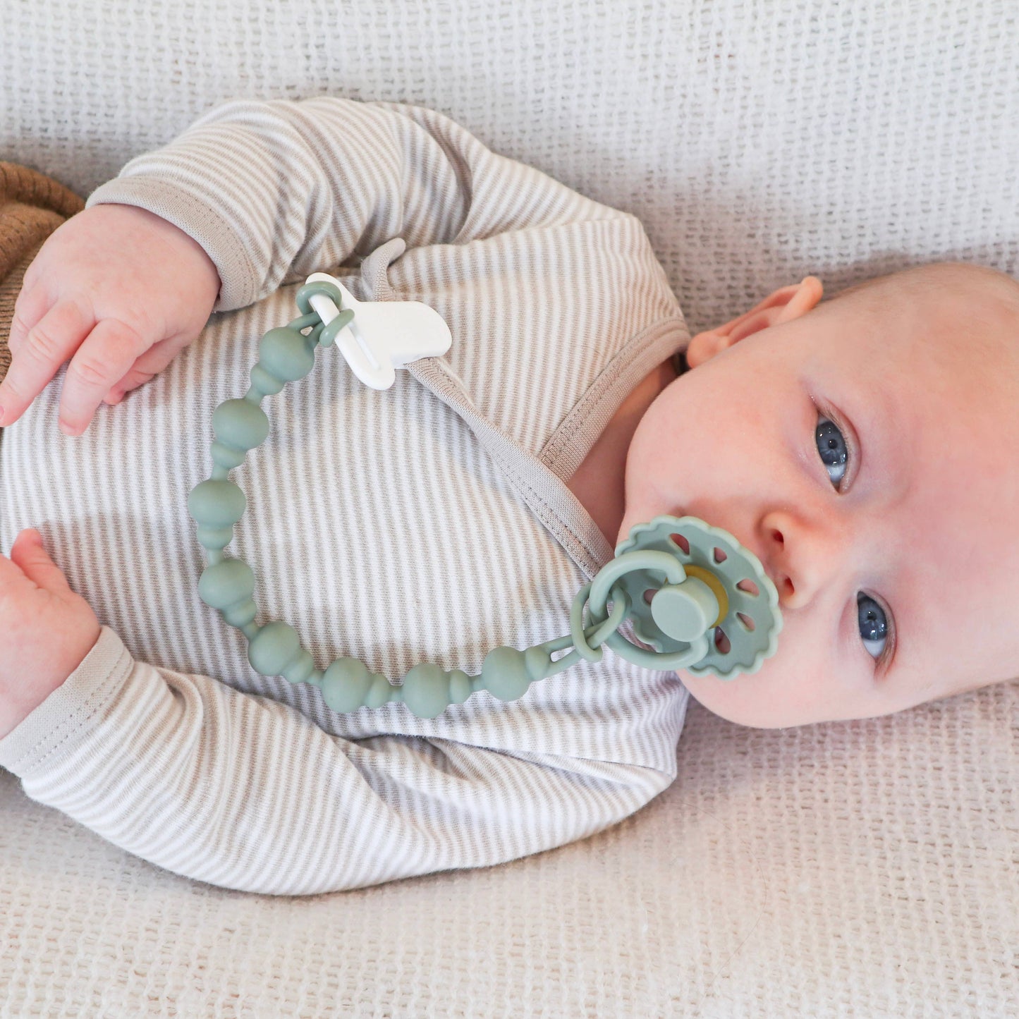 Pacifier Clip - Almond & Dusty Rose