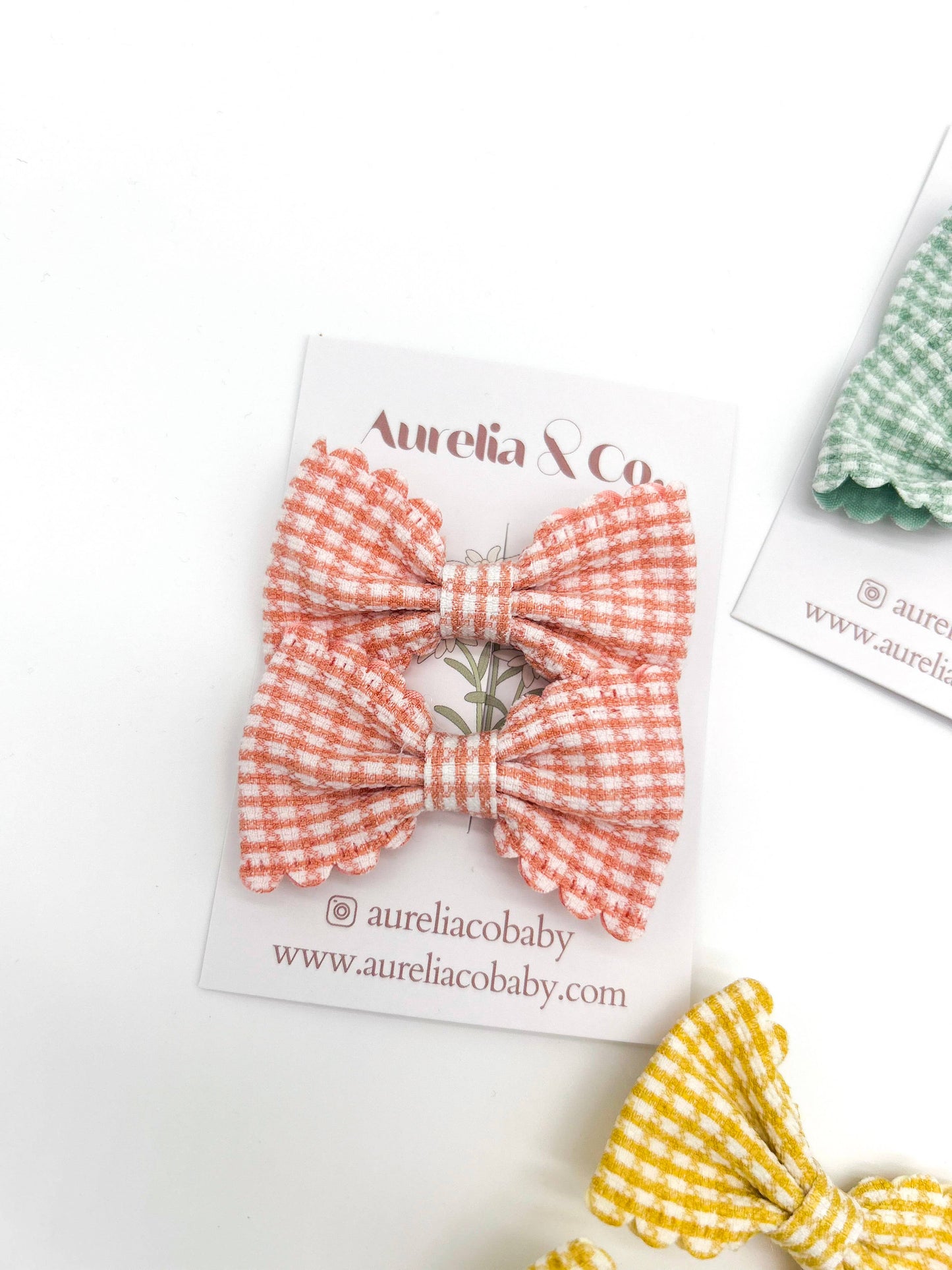 Kids Gingham Hair Bow Clips Accessories