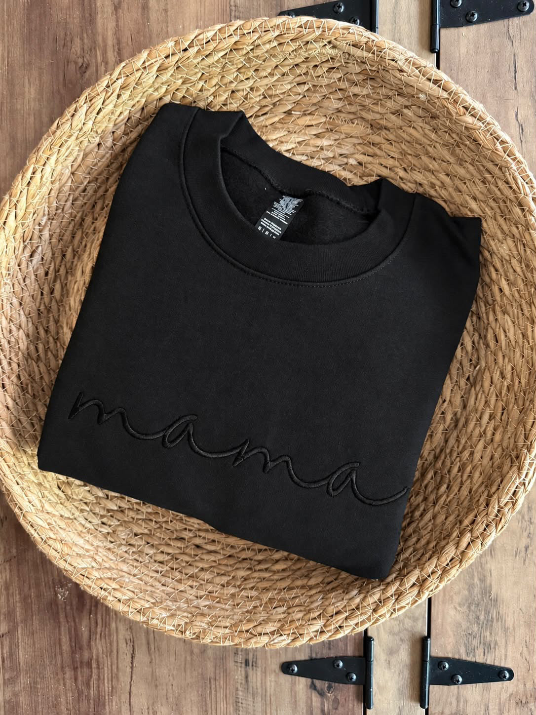TEDDY LITTLE APPAREL BLACK "MAMA" CREW