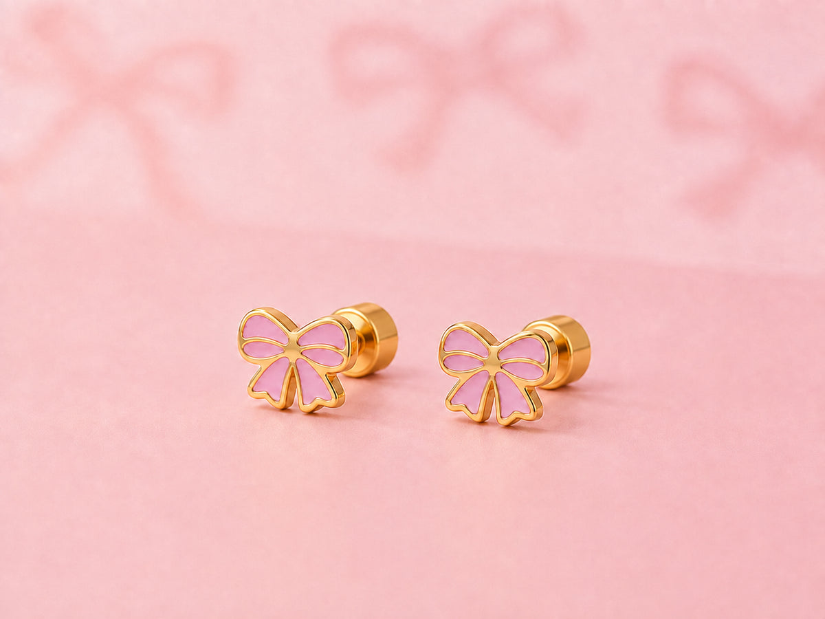 LITTLE PINK BOW STUDS