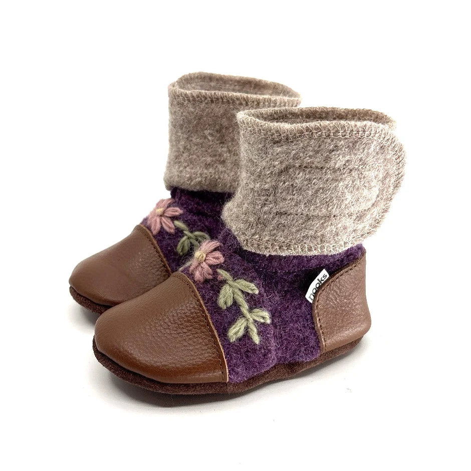 NOOKS BLOSSOM FELTED WOOL BOOTIES