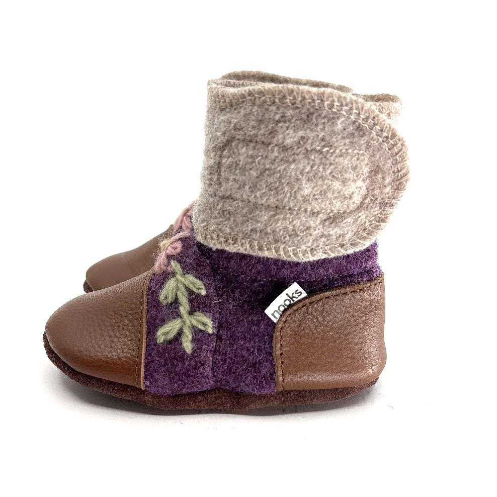 NOOKS BLOSSOM FELTED WOOL BOOTIES