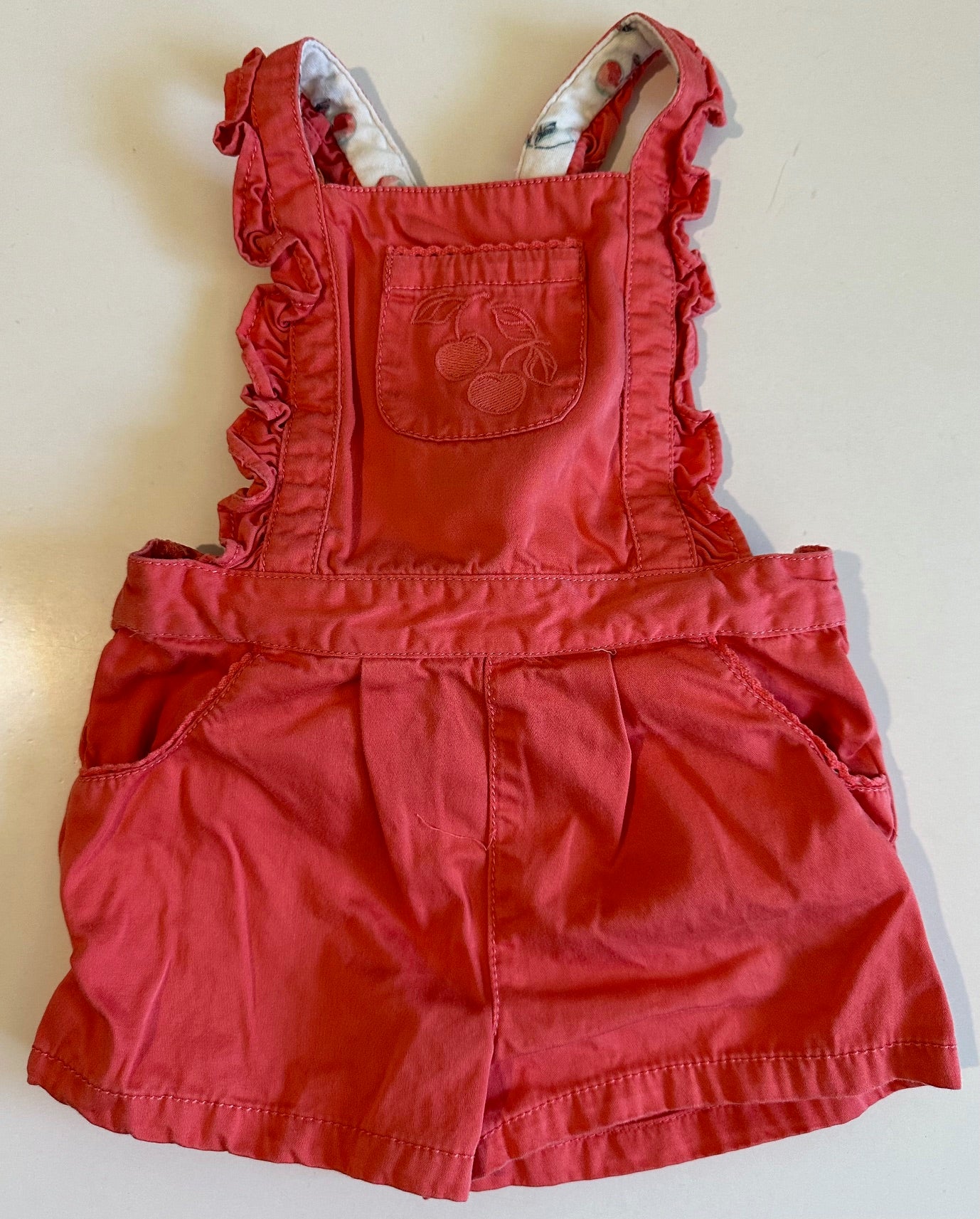 Cynthia Rowley, Dark Pink Cherries Shortalls - 12 Months