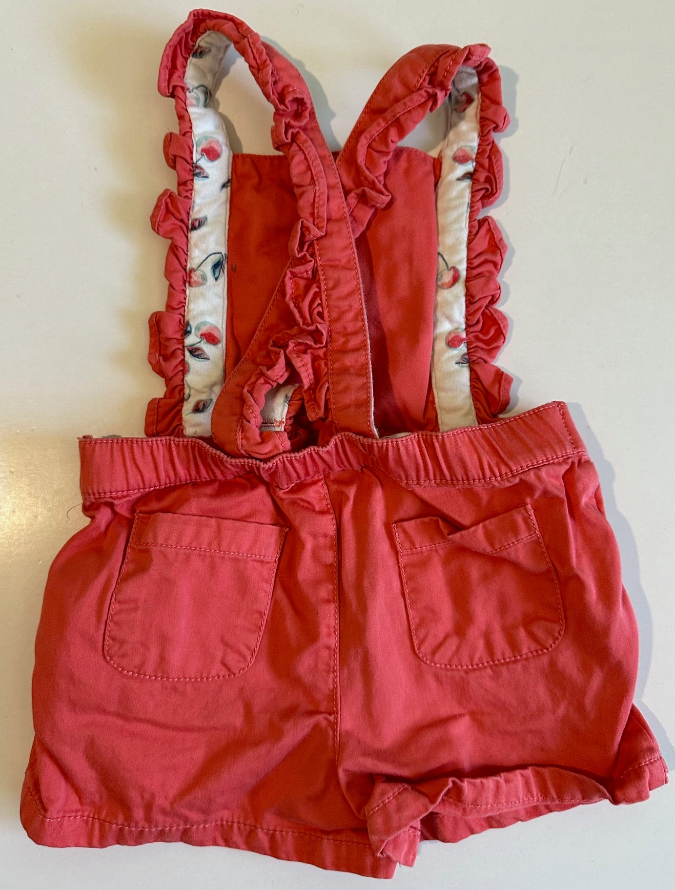 Cynthia Rowley, Dark Pink Cherries Shortalls - 12 Months