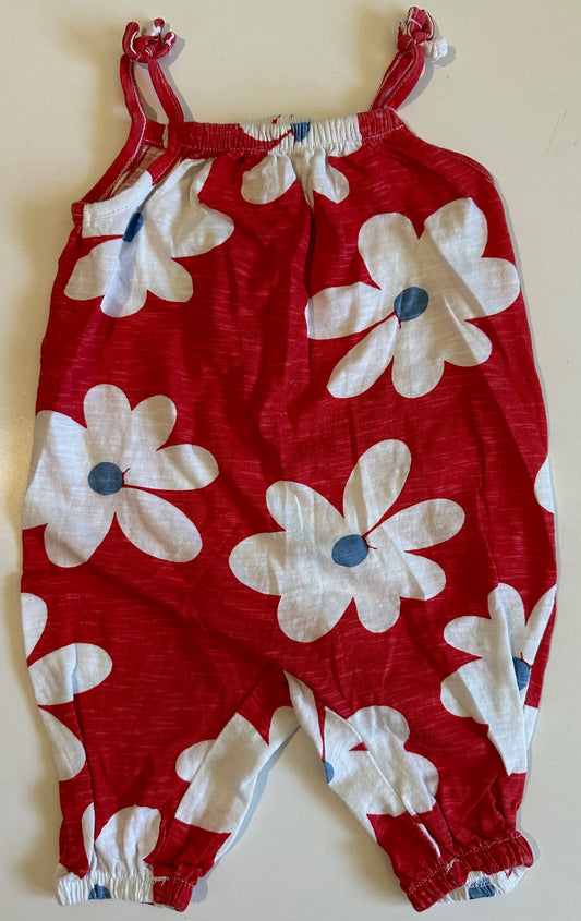 Joe Fresh, Red and White Flowery Romper - 3-6 Months