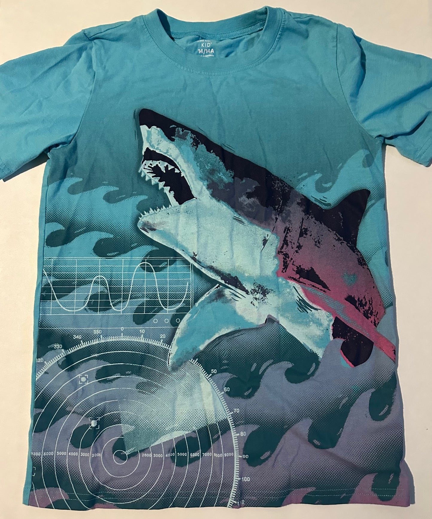 Carter's, Blue Shark T-Shirt - Size 14