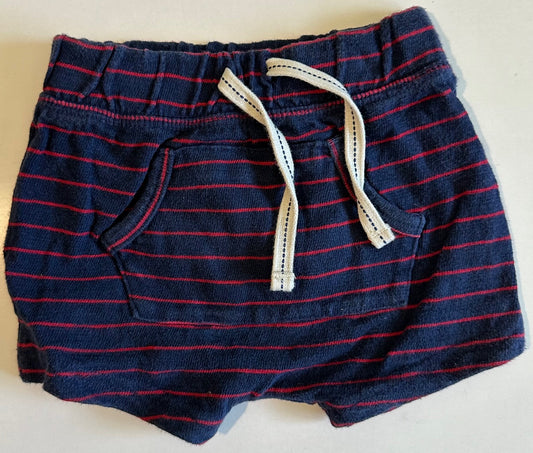 Baby Gap, Navy Blue and Red Striped Shorts with Front Pocket - 6-12 Months