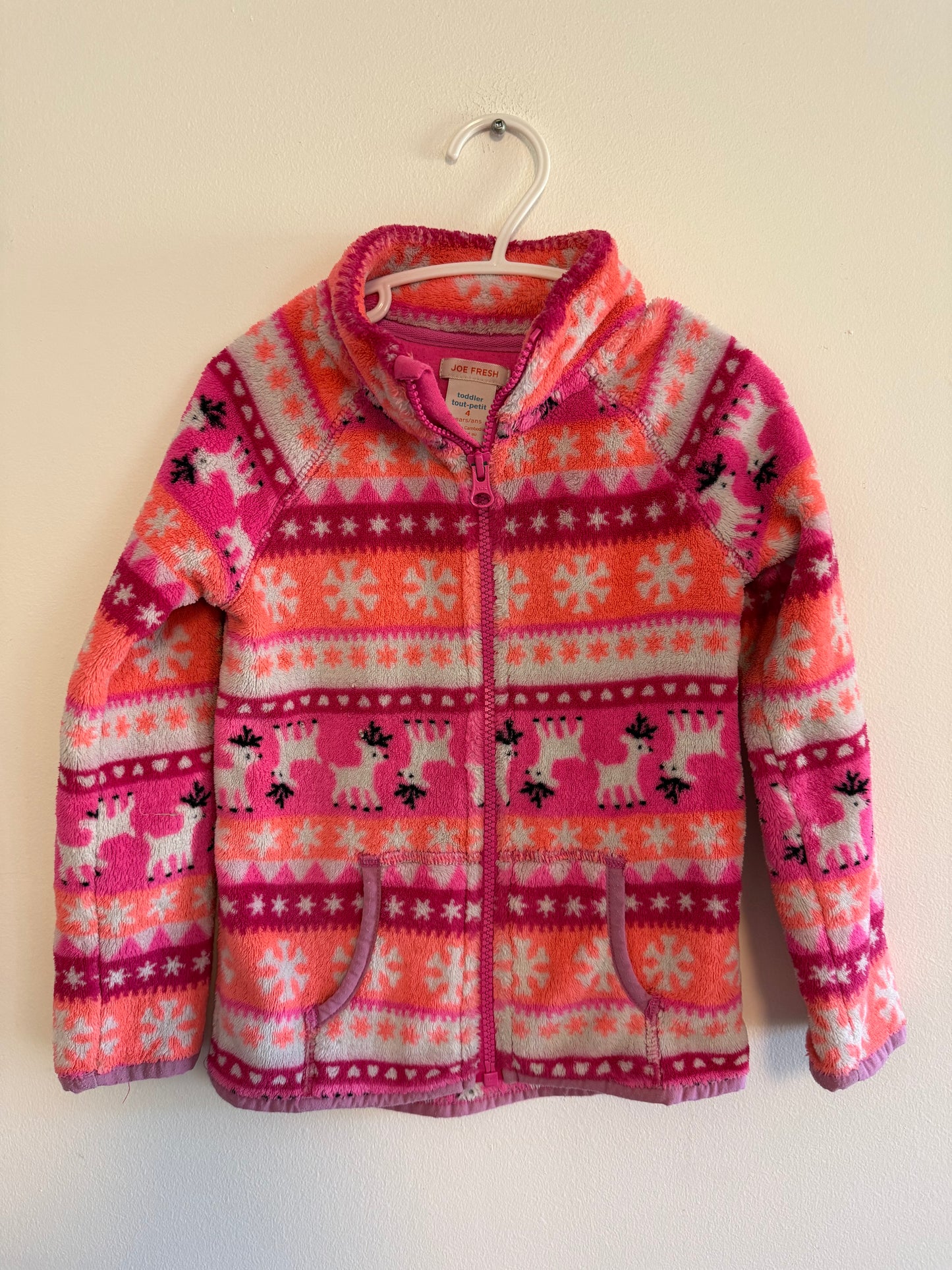 JOE FRESH PINK SHERPA SWEATER SIZE 4T
