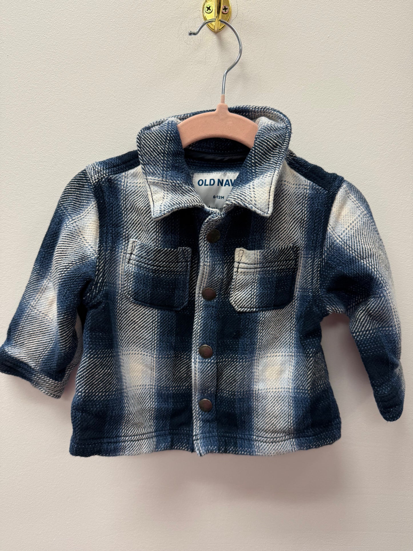 OLD NAVY BLUE PLAID JACKET SIZE 6-12M