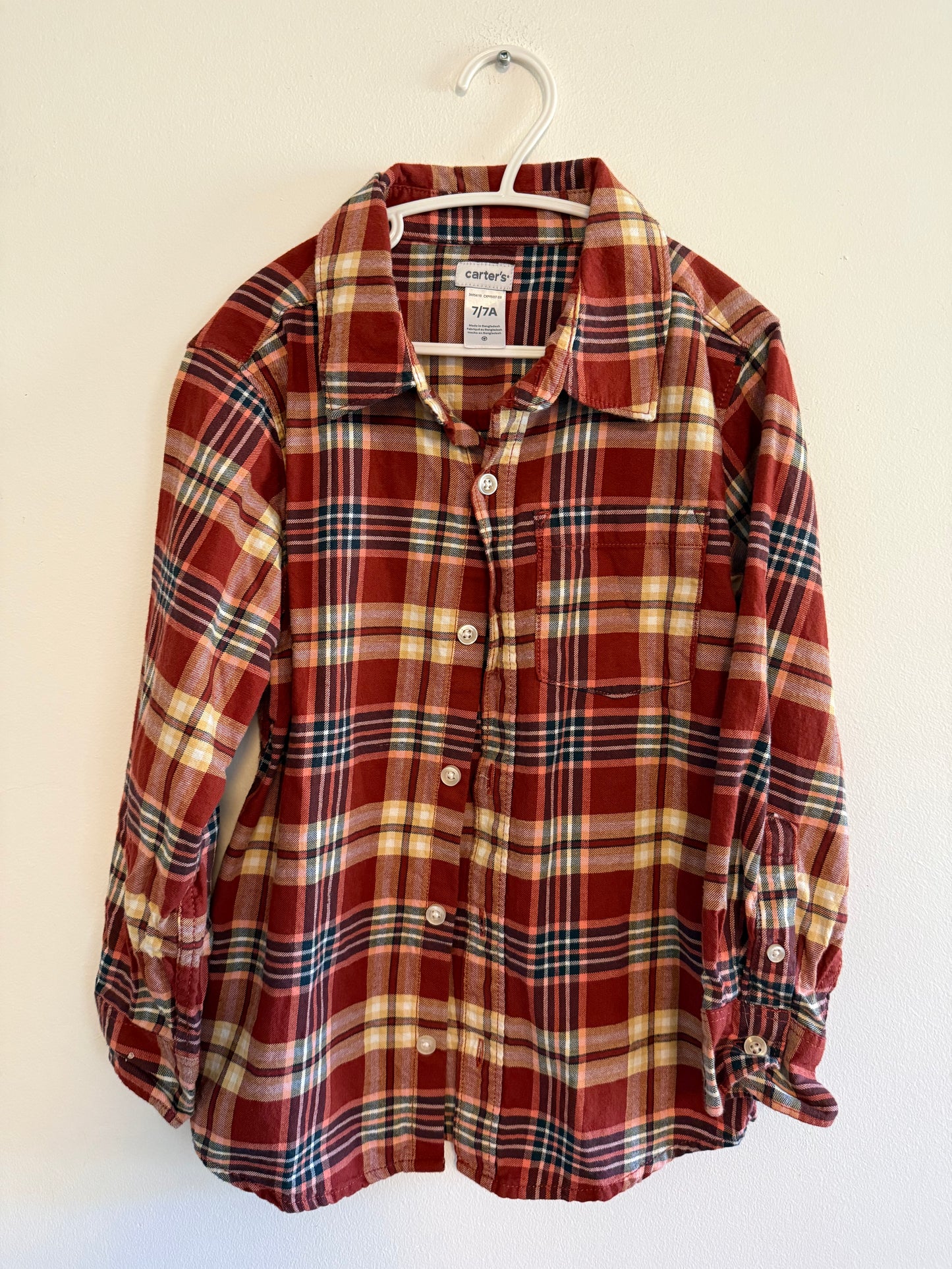 CARTERS BURNT ORANGE PLAID SIZE 7