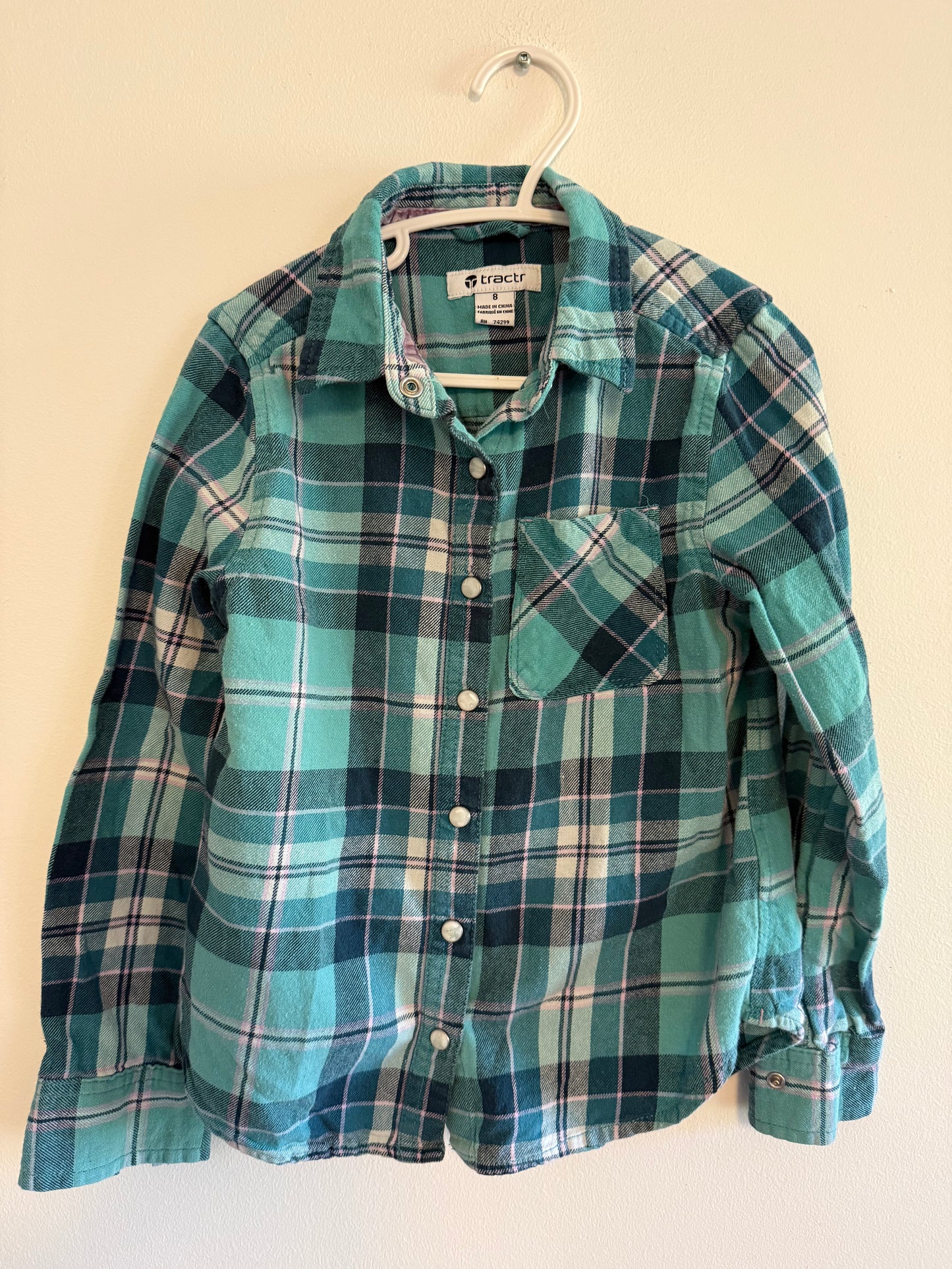 TRACTR GIRLS BLUE PLAID SIZE 8
