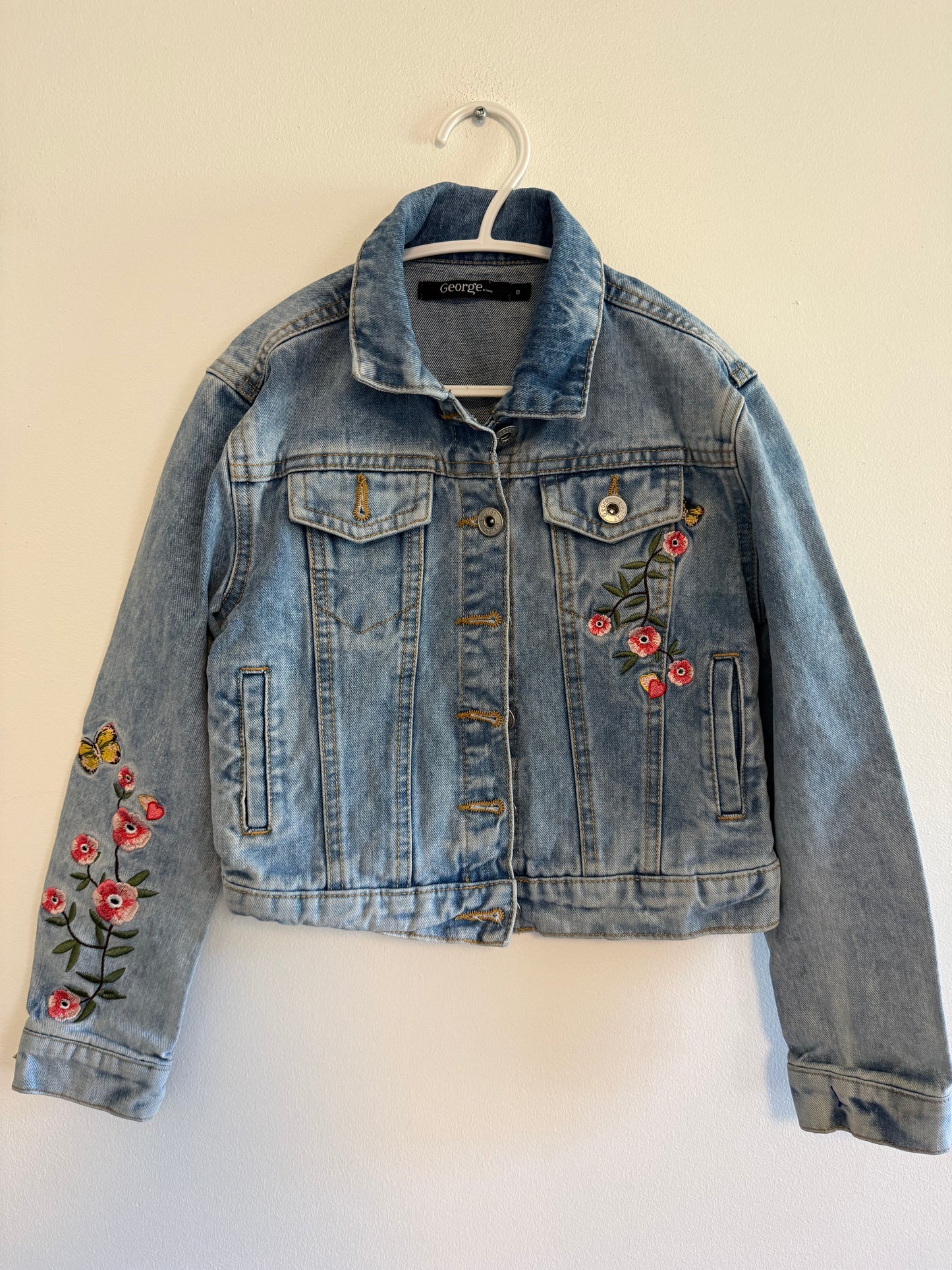 GEORGE FLORAL DENIM JACKET SIZE 8