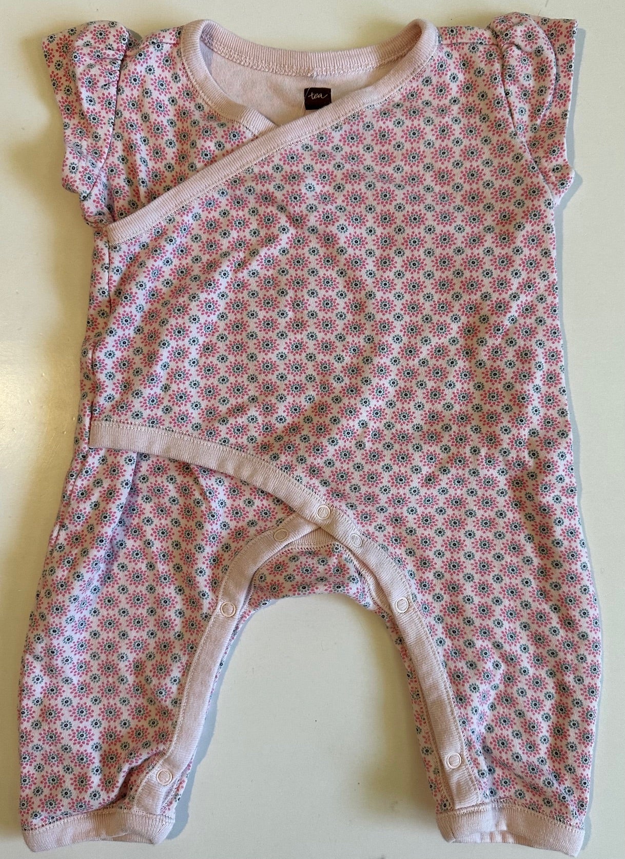 Tea, Pink Flowery Romper - 0-3 Months