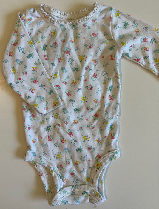 Carter's, White Flowery Onesie - 3 Months