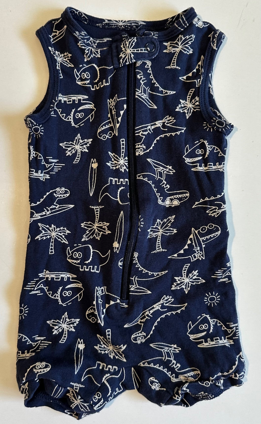 Joe Fresh, Navy Blue Dinosaurs Romper - 3-6 Months