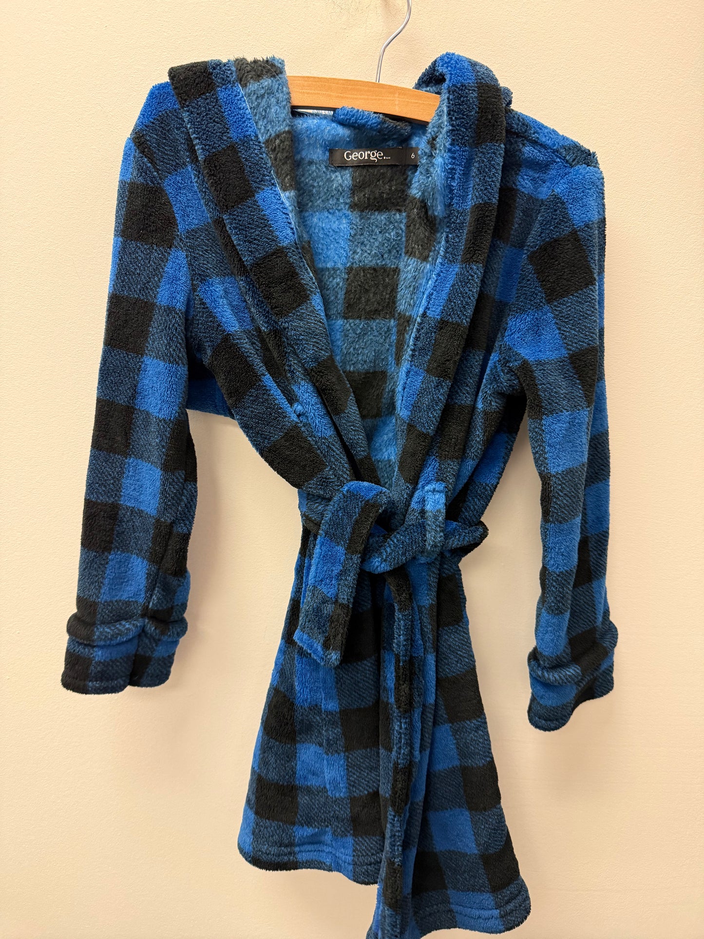 GEORGE BLUE PLAID ROBE SIZE 6