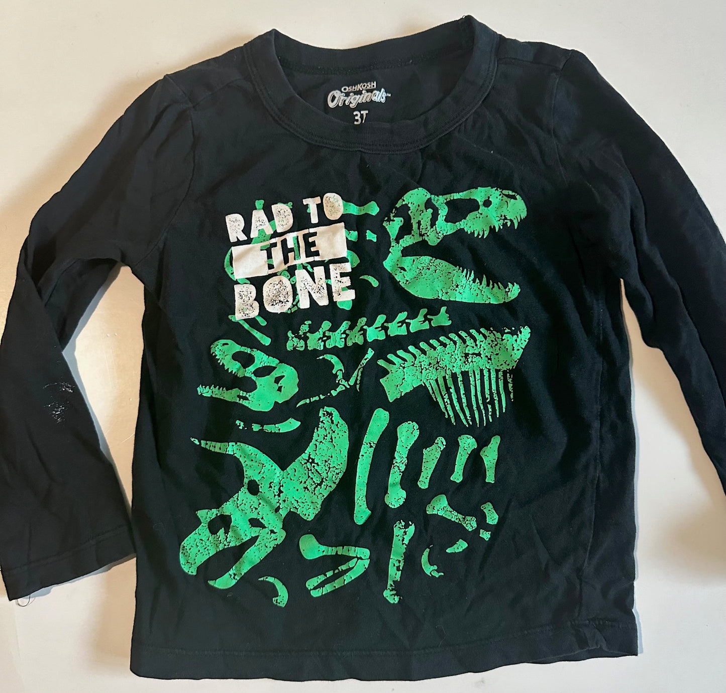 *Play* OshKosh, Black and Green "Rad to the Bone" Shirt - Size 3T