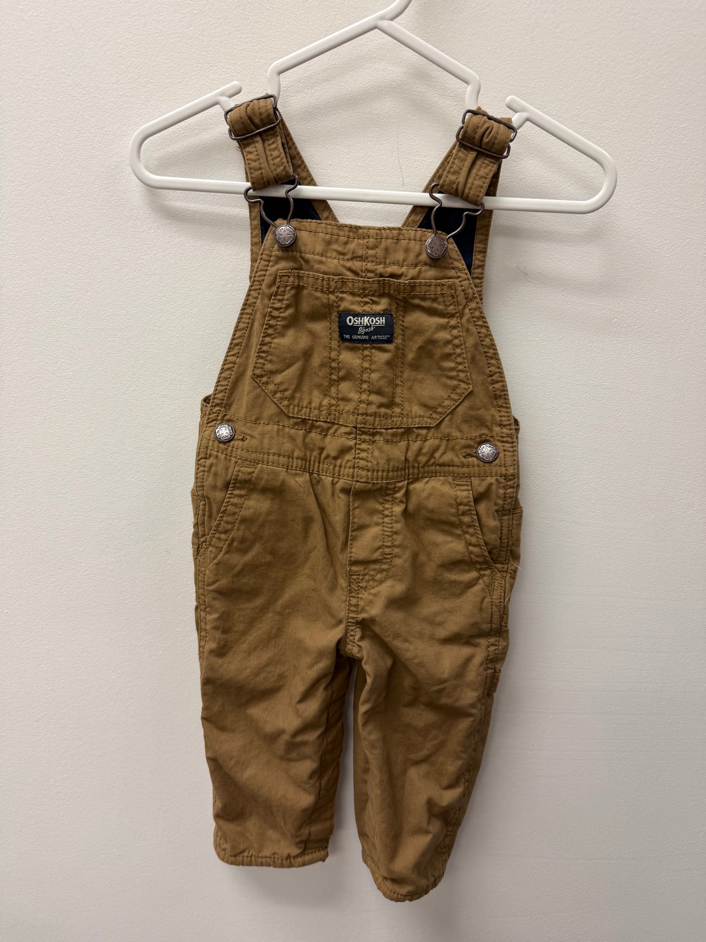 OSHKOSH LINED BROWN OVERALLS SIZE 12M