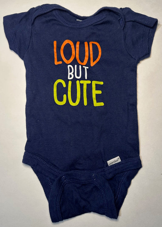 Onesies Brand, Navy Blue "Loud but Cute" Onesie - 0-3 Months