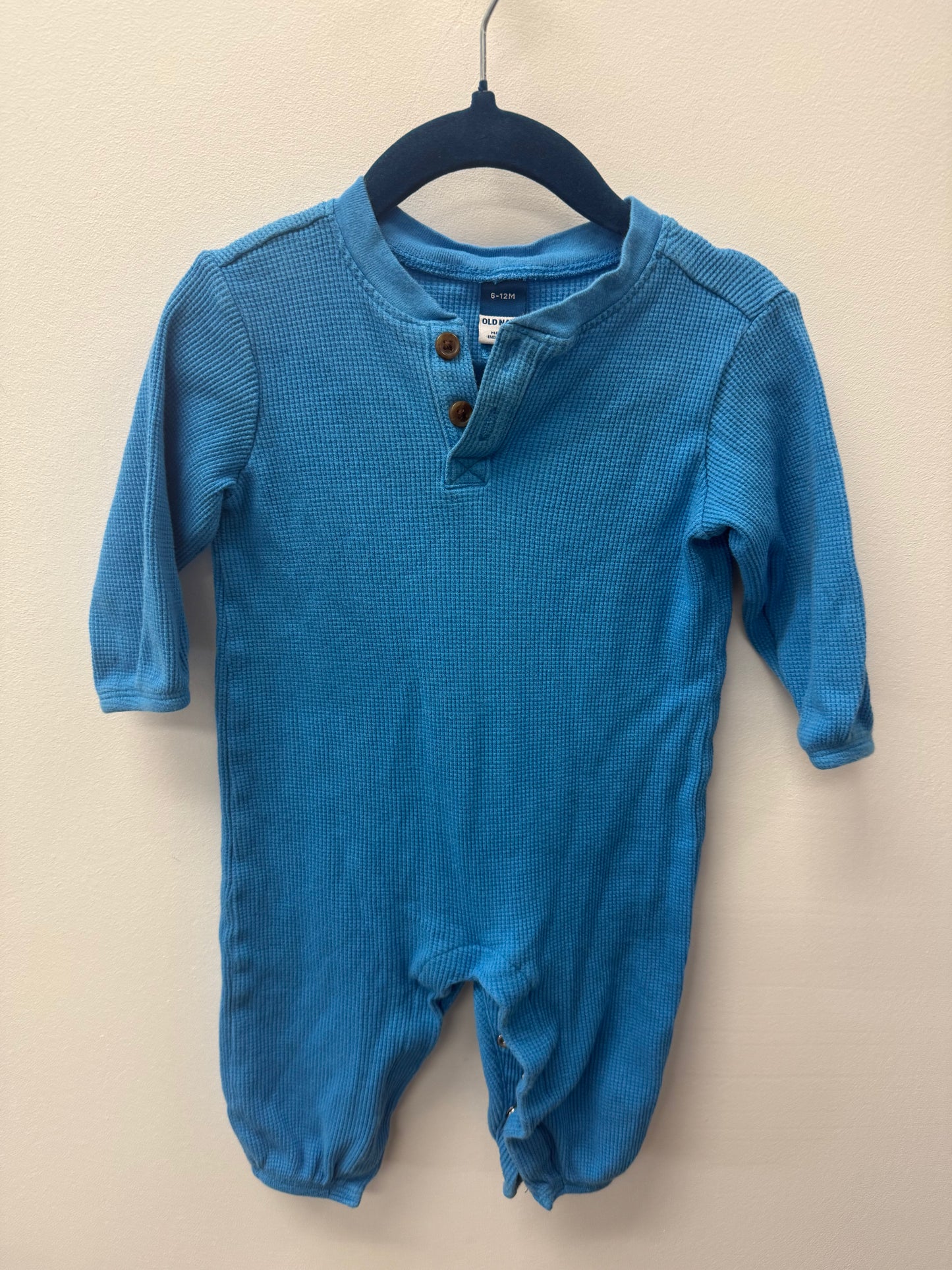 OLD NAVY BLUE WAFFLE KNIT ONE PIECE SIZE 6-12M