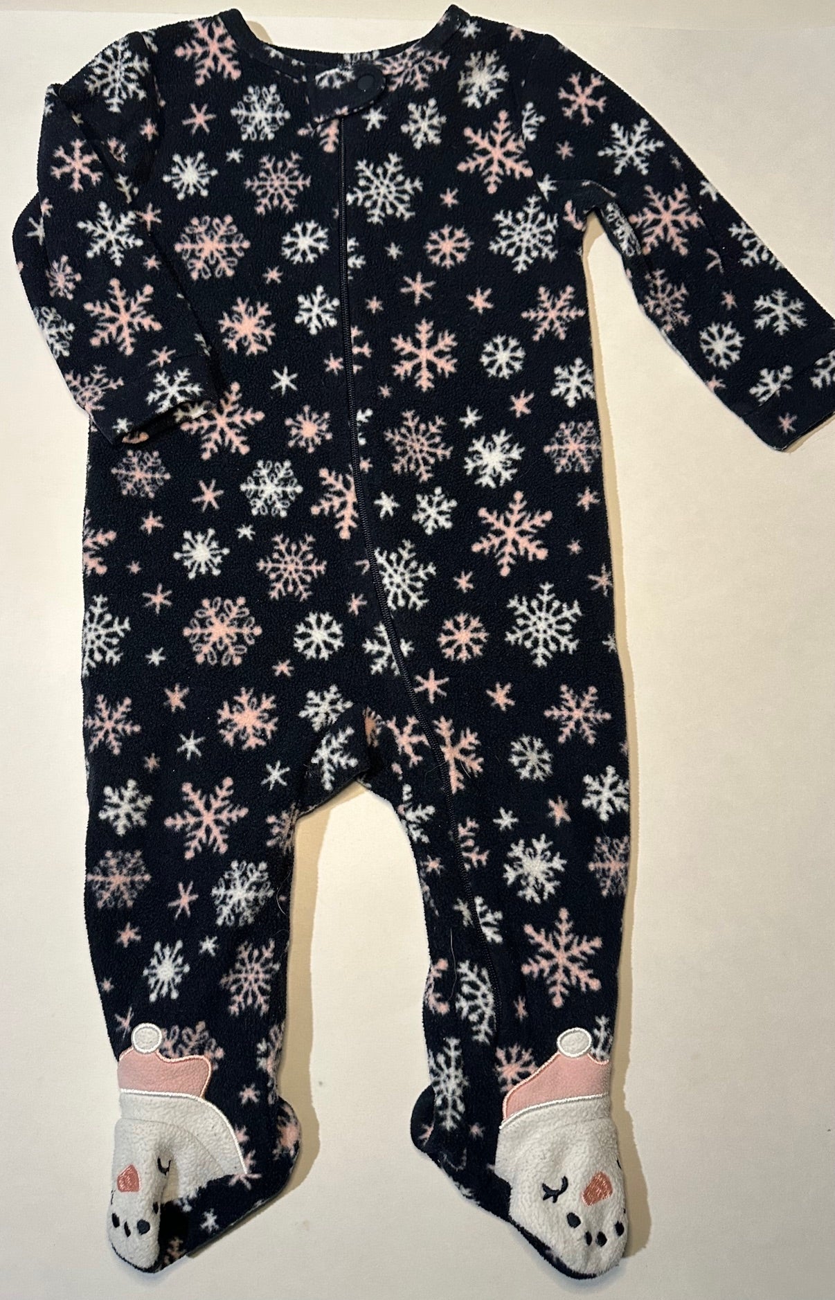 *Play* Joe Fresh, Navy Blue Fleece Snowflakes Sleeper - 6-12 Months