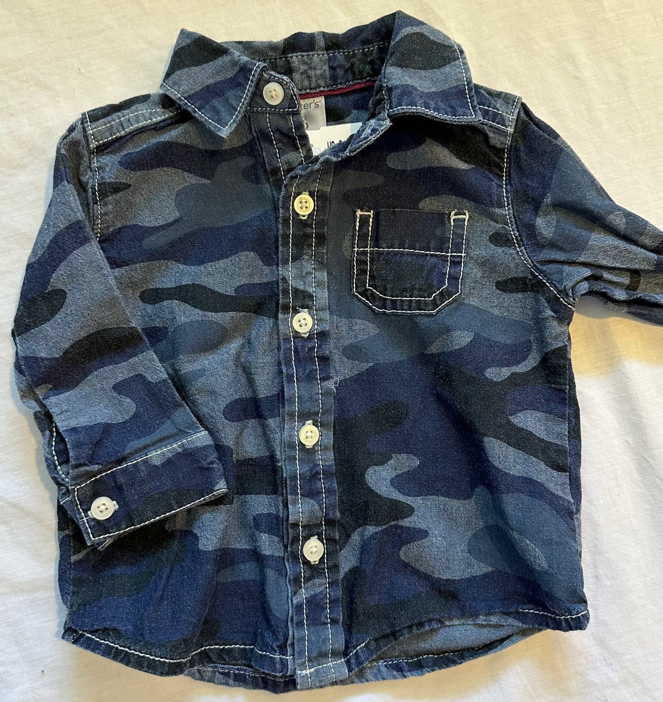 Carter's, Blue Denim Camo Button-Up Shirt - 6 Months