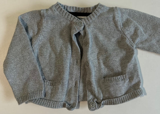 Carter's, Shimmery Grey Button-Up Cardigan Sweater - 6 Months