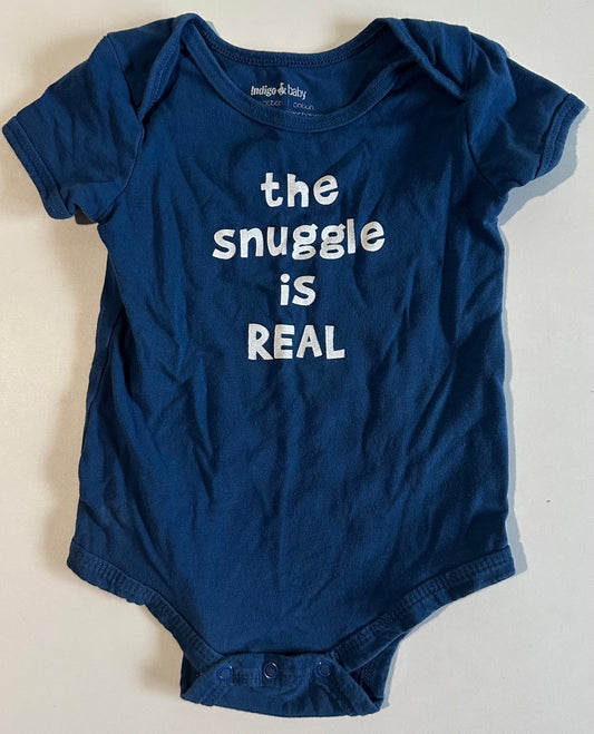 Indigo Baby, Blue "The Snuggle is Real" Onesie - 6-12 Months