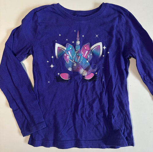 Children's Place, Dark Purple Unicorn Cat Shirt - Size Small (5-6)