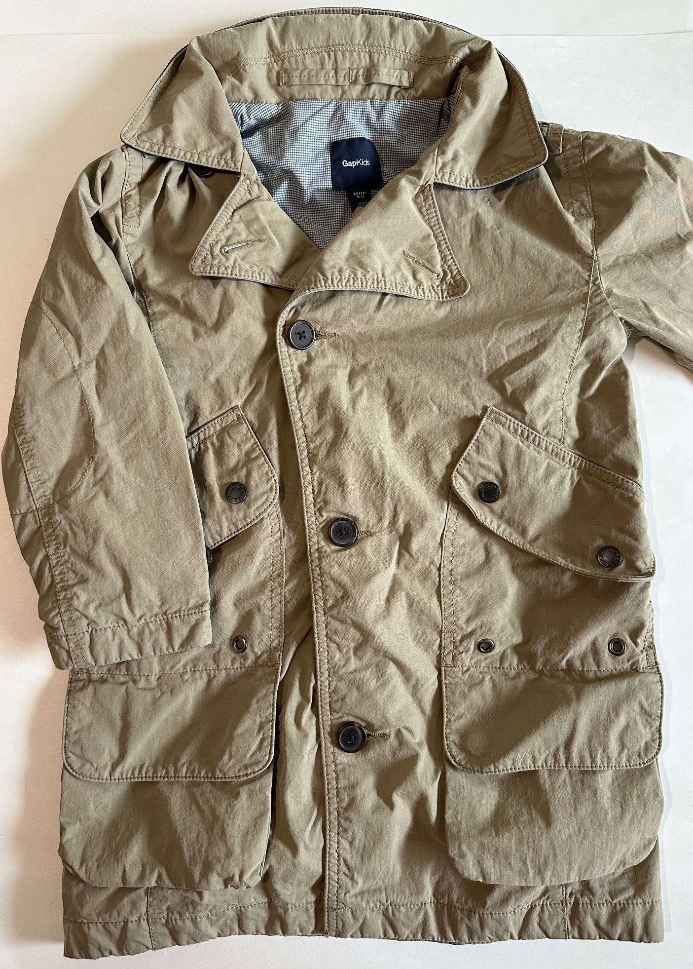 Gap Kids, Beige Jacket with Fold-Out Hood - Size XS (4-5)