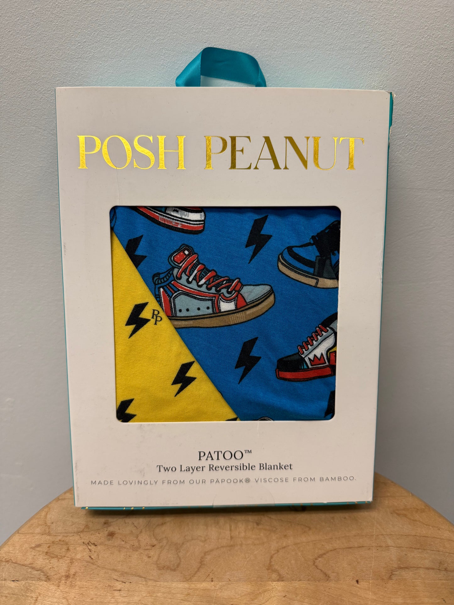 POSH PEANUT REVERSIBLE BLANKET ( BLUE &YELLOW )