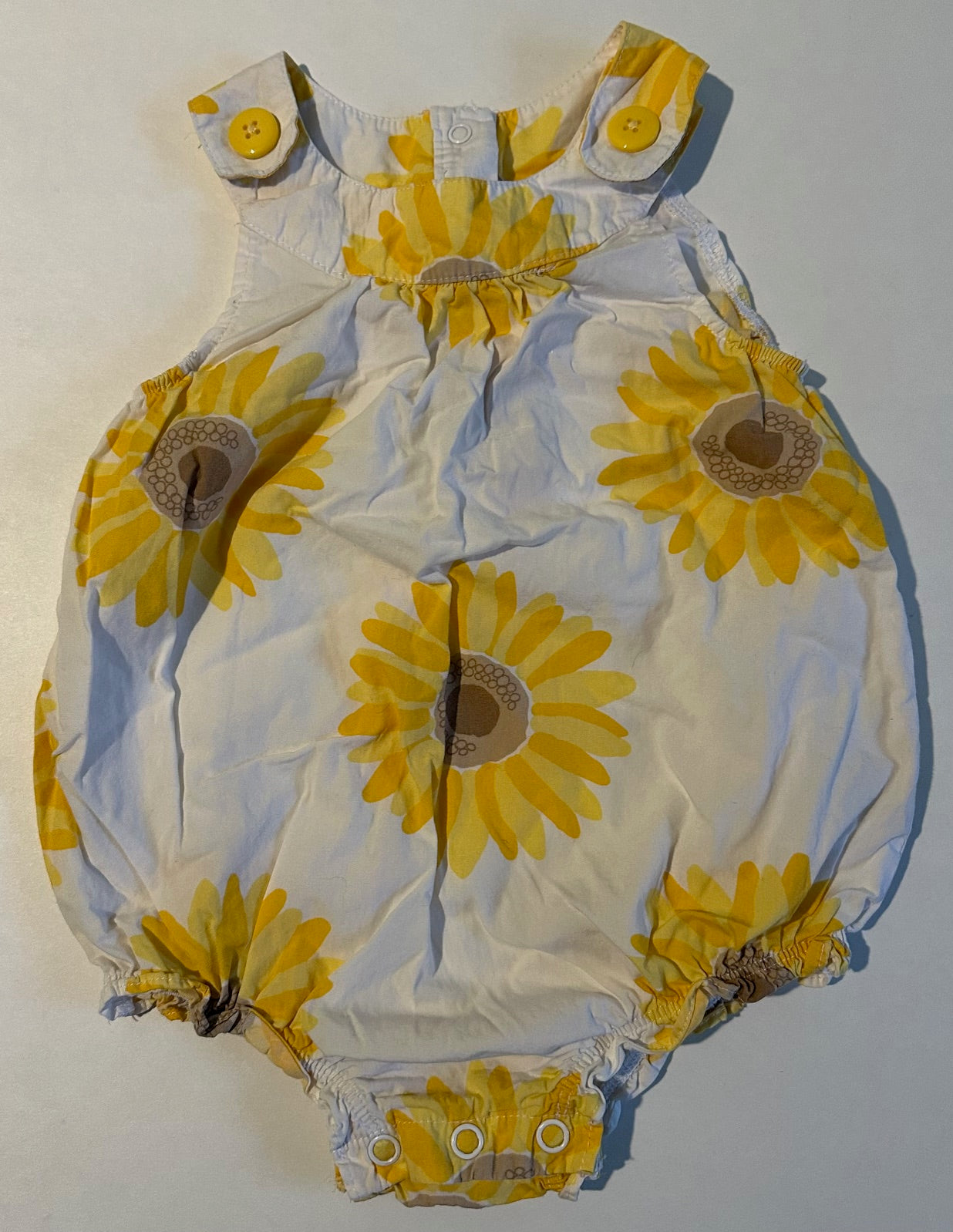 Carter's, White and Yellow Sunflower Bubble Romper - 18 Months