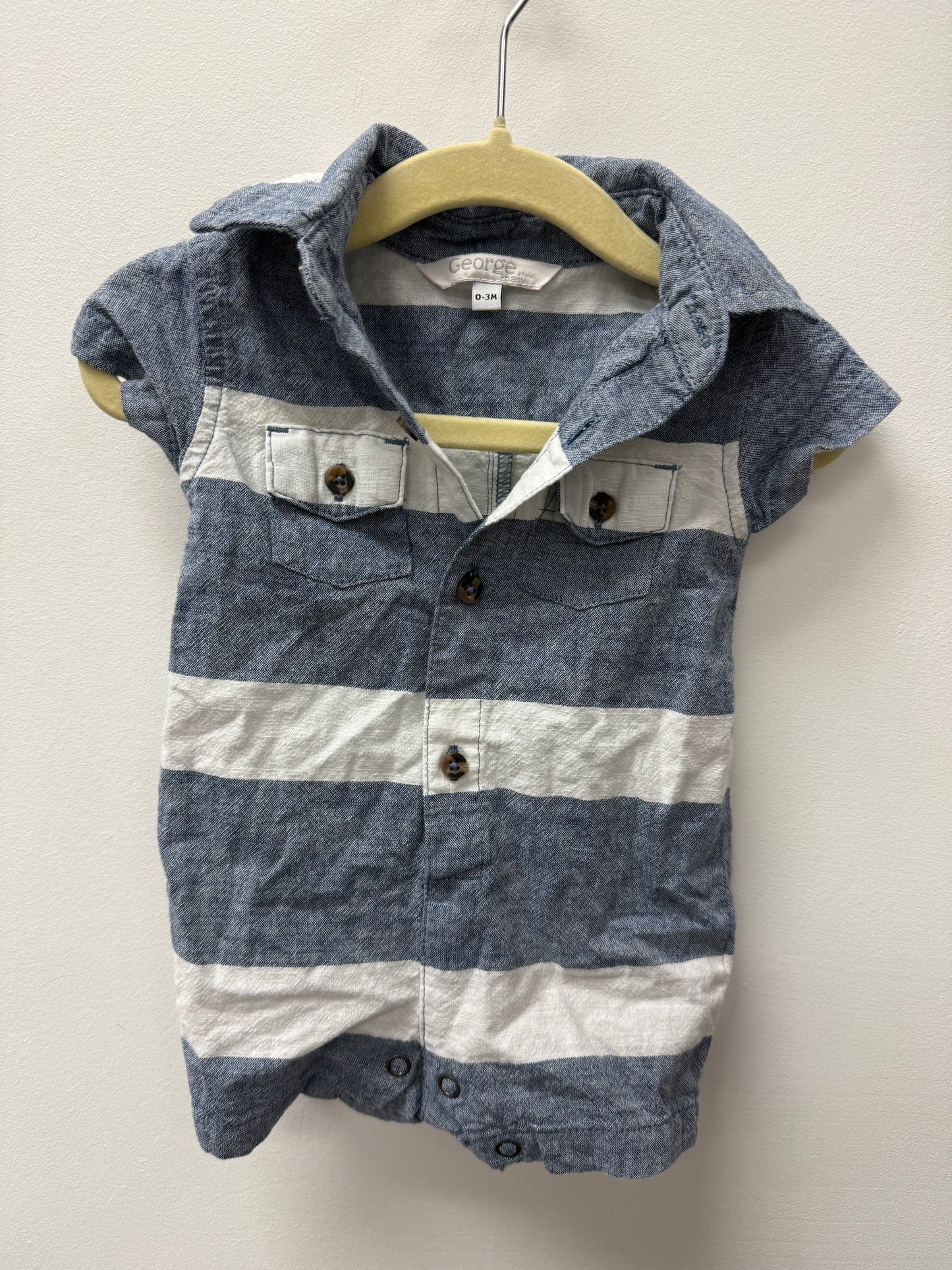 GEORGE STRIPPED ROMPER SIZE 0-3M