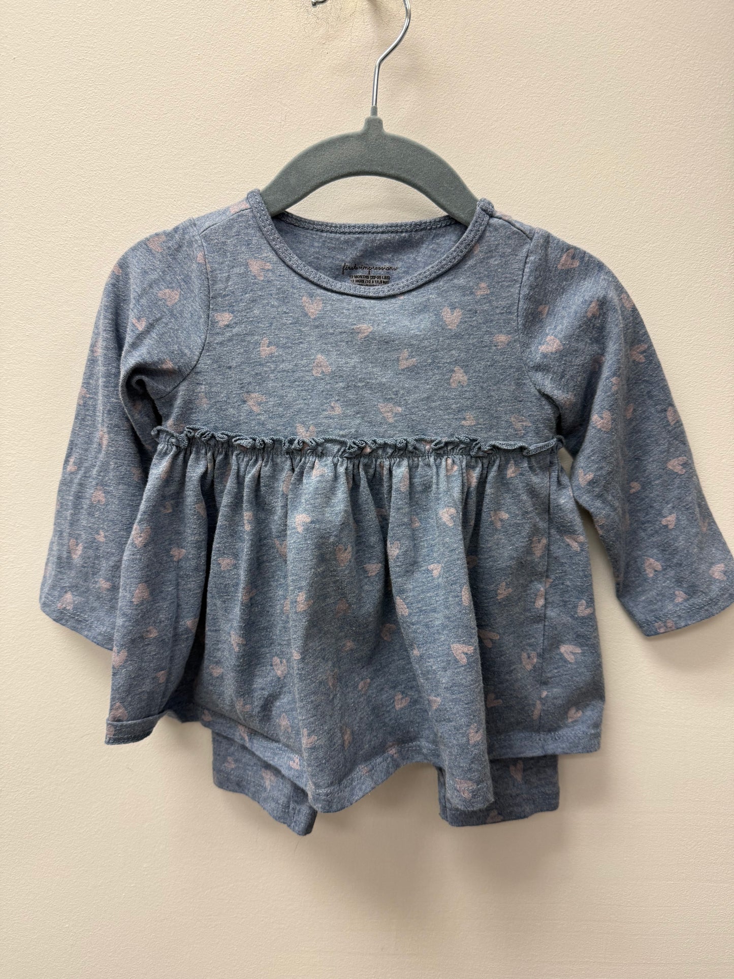 FIRST IMPRESSIONS HEART OUTFIT SIZE 12M
