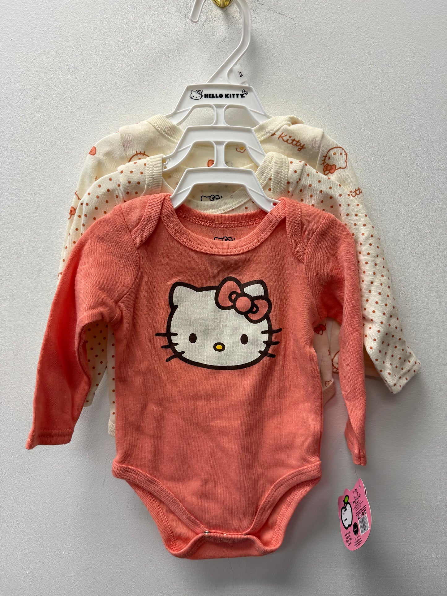 NEW HELLO KITTY 3 PACK OF ONESIES SIZE 6M