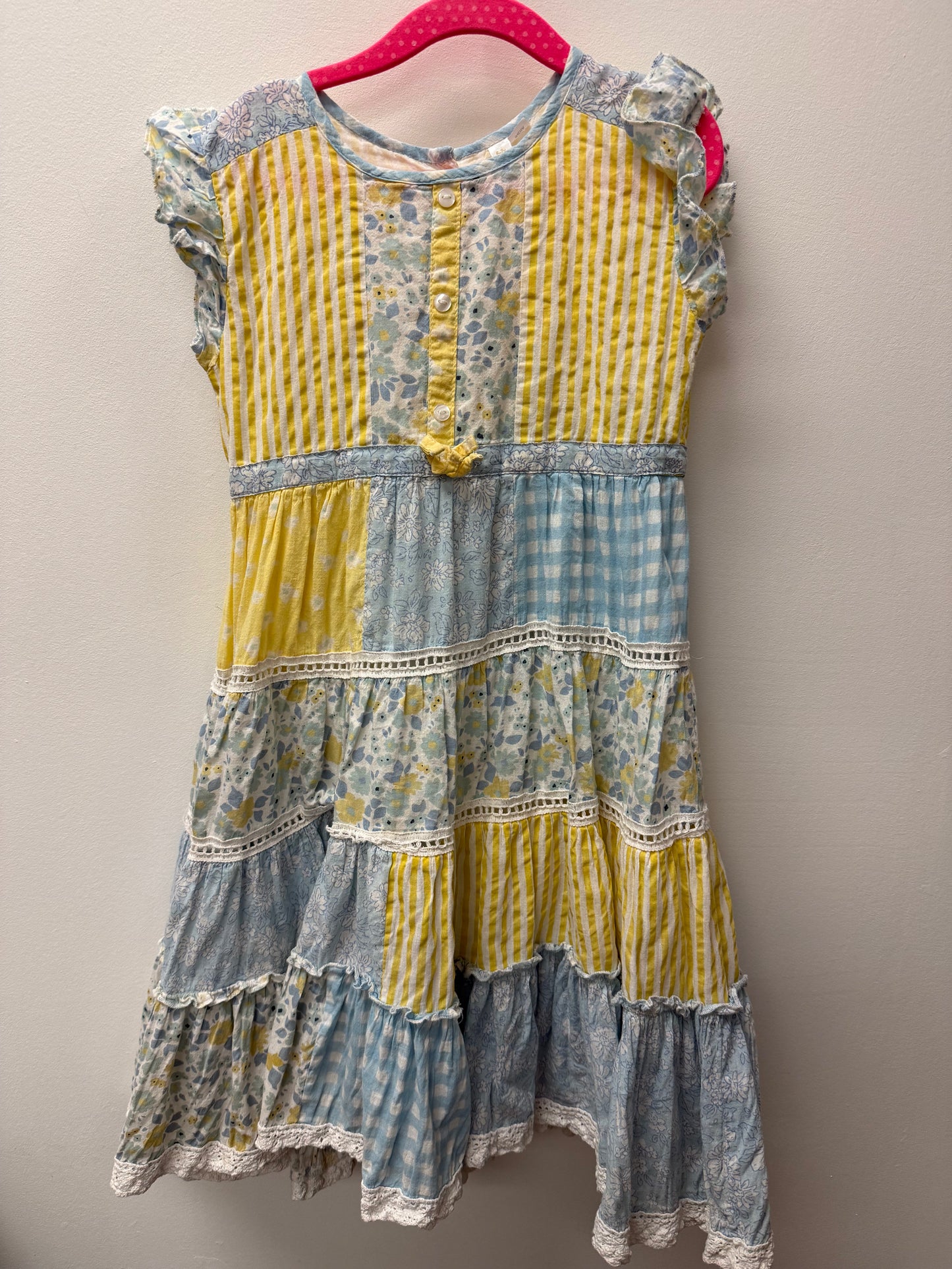 UNKNOWN BRAND YELLOW & BLUE DRESS SIZE 6-7