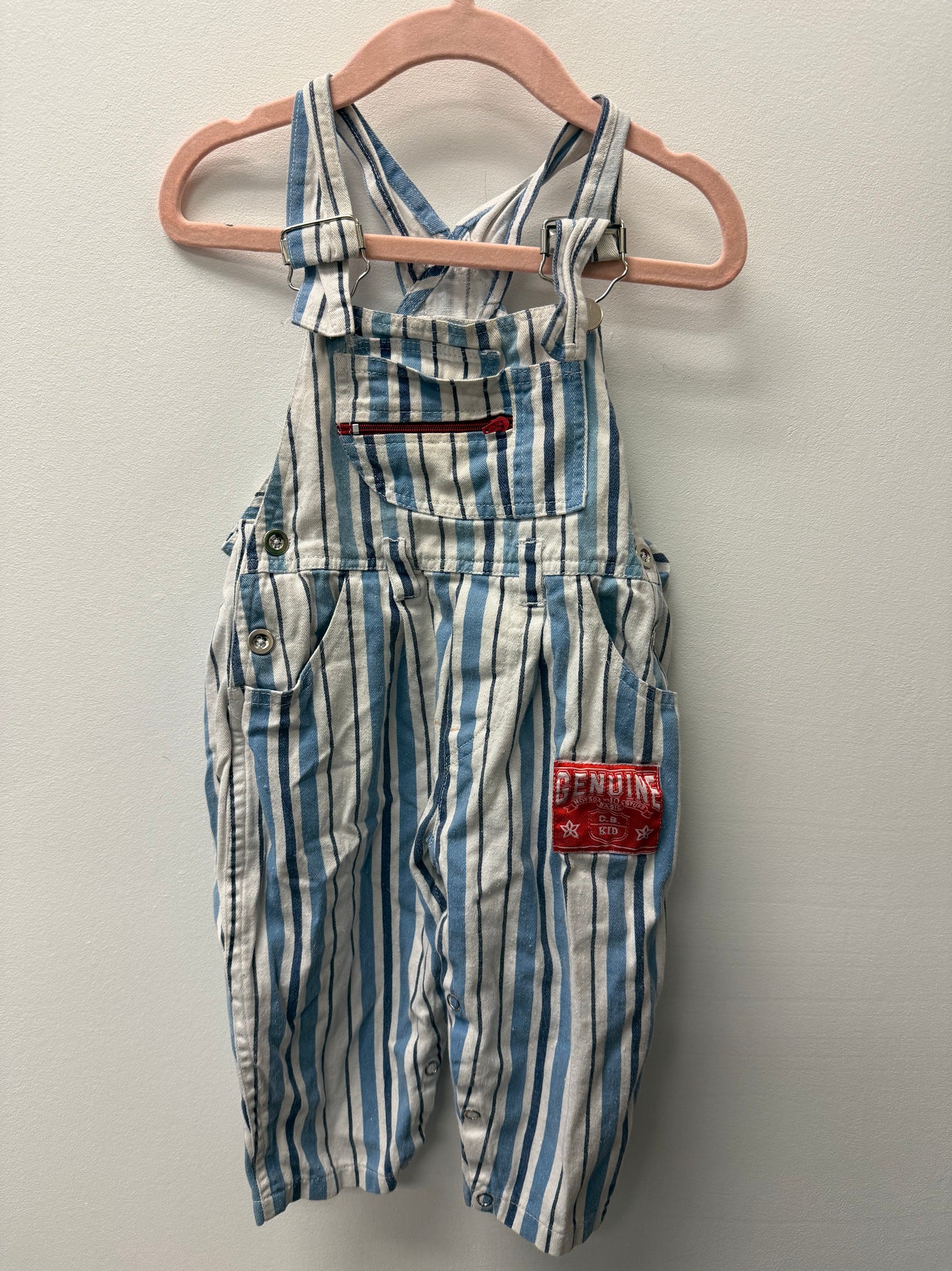 VINTAGE BLUE STRIPPED OVERALLS SIZE 18M